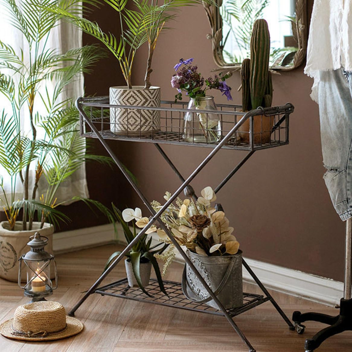 moko　アンティーク　フラワースタンド　シャビー　バスケット moko アンティーク フラワースタンド シャビー バスケット